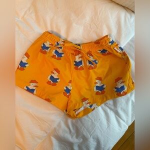 Kids Orange Duck Print Swim Shorts